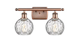516-2W-AC-G1215-6 2-Light 16" Antique Copper Bath Vanity Light - Clear Athens Water Glass 6" Glass - LED Bulb - Dimmensions: 16 x 8 x 11 - Glass Up or Down: Yes