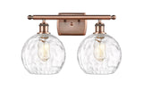 516-2W-AC-G1215-8 2-Light 18" Antique Copper Bath Vanity Light - Clear Athens Water Glass 8" Glass - LED Bulb - Dimmensions: 18 x 8 x 13 - Glass Up or Down: Yes