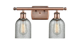 516-2W-AC-G257 2-Light 16" Antique Copper Bath Vanity Light - Charcoal Caledonia Glass - LED Bulb - Dimmensions: 16 x 6.5 x 12 - Glass Up or Down: Yes
