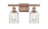 516-2W-AC-G259 2-Light 16" Antique Copper Bath Vanity Light - Mica Caledonia Glass - LED Bulb - Dimmensions: 16 x 6.5 x 12 - Glass Up or Down: Yes