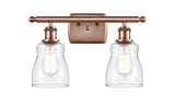 516-2W-AC-G392 2-Light 16" Antique Copper Bath Vanity Light - Clear Ellery Glass - LED Bulb - Dimmensions: 16 x 6.5 x 9 - Glass Up or Down: Yes