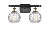 2-Light 16" Antique Brass Bath Vanity Light - Clear Athens Water Glass 6" Glass LED