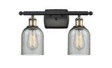 516-2W-BAB-G257 2-Light 16" Black Antique Brass Bath Vanity Light - Charcoal Caledonia Glass - LED Bulb - Dimmensions: 16 x 6.5 x 12 - Glass Up or Down: Yes