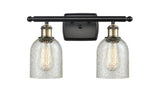 516-2W-BAB-G259 2-Light 16" Black Antique Brass Bath Vanity Light - Mica Caledonia Glass - LED Bulb - Dimmensions: 16 x 6.5 x 12 - Glass Up or Down: Yes