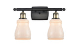 516-2W-BAB-G391 2-Light 16" Black Antique Brass Bath Vanity Light - White Ellery Glass - LED Bulb - Dimmensions: 16 x 6.5 x 9 - Glass Up or Down: Yes