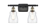 516-2W-BAB-G392 2-Light 16" Black Antique Brass Bath Vanity Light - Clear Ellery Glass - LED Bulb - Dimmensions: 16 x 6.5 x 9 - Glass Up or Down: Yes