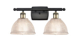 516-2W-BAB-G422 2-Light 16" Black Antique Brass Bath Vanity Light - Clear Arietta Glass - LED Bulb - Dimmensions: 16 x 9.5 x 10 - Glass Up or Down: Yes