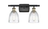 516-2W-BAB-G442 2-Light 16" Black Antique Brass Bath Vanity Light - Clear Brookfield Glass - LED Bulb - Dimmensions: 16 x 6.5 x 9 - Glass Up or Down: Yes