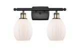 516-2W-BAB-G81 2-Light 16" Black Antique Brass Bath Vanity Light - Matte White Eaton Glass - LED Bulb - Dimmensions: 16 x 7 x 12 - Glass Up or Down: Yes