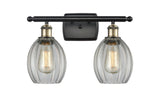 516-2W-BAB-G82 2-Light 16" Black Antique Brass Bath Vanity Light - Clear Eaton Glass - LED Bulb - Dimmensions: 16 x 7 x 12 - Glass Up or Down: Yes