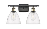 516-2W-BAB-GBD-752 2-Light 18" Black Antique Brass Bath Vanity Light - Clear Ballston Dome Glass - LED Bulb - Dimmensions: 18 x 8.125 x 11.25 - Glass Up or Down: Yes