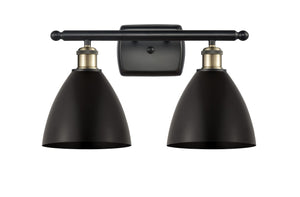 516-2W-BAB-MBD-75-BK 2-Light 17.5" Black Antique Brass Bath Vanity Light - Matte Black Ballston Dome Shade - LED Bulb - Dimmensions: 17.5 x 7.875 x 10.75 - Glass Up or Down: Yes