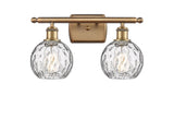 516-2W-BB-G1215-6 2-Light 16" Brushed Brass Bath Vanity Light - Clear Athens Water Glass 6" Glass - LED Bulb - Dimmensions: 16 x 8 x 11 - Glass Up or Down: Yes