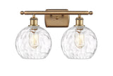 516-2W-BB-G1215-8 2-Light 18" Brushed Brass Bath Vanity Light - Clear Athens Water Glass 8" Glass - LED Bulb - Dimmensions: 18 x 8 x 13 - Glass Up or Down: Yes