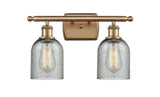 516-2W-BB-G257 2-Light 16" Brushed Brass Bath Vanity Light - Charcoal Caledonia Glass - LED Bulb - Dimmensions: 16 x 6.5 x 12 - Glass Up or Down: Yes