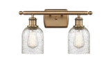 516-2W-BB-G259 2-Light 16" Brushed Brass Bath Vanity Light - Mica Caledonia Glass - LED Bulb - Dimmensions: 16 x 6.5 x 12 - Glass Up or Down: Yes