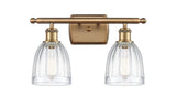 516-2W-BB-G442 2-Light 16" Brushed Brass Bath Vanity Light - Clear Brookfield Glass - LED Bulb - Dimmensions: 16 x 6.5 x 9 - Glass Up or Down: Yes