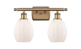 516-2W-BB-G81 2-Light 16" Brushed Brass Bath Vanity Light - Matte White Eaton Glass - LED Bulb - Dimmensions: 16 x 7 x 12 - Glass Up or Down: Yes