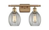 516-2W-BB-G82 2-Light 16" Brushed Brass Bath Vanity Light - Clear Eaton Glass - LED Bulb - Dimmensions: 16 x 7 x 12 - Glass Up or Down: Yes