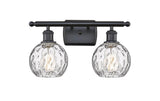 516-2W-BK-G1215-6 2-Light 16" Matte Black Bath Vanity Light - Clear Athens Water Glass 6" Glass - LED Bulb - Dimmensions: 16 x 8 x 11 - Glass Up or Down: Yes