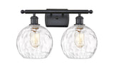 516-2W-BK-G1215-8 2-Light 18" Matte Black Bath Vanity Light - Clear Athens Water Glass 8" Glass - LED Bulb - Dimmensions: 18 x 8 x 13 - Glass Up or Down: Yes