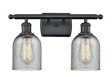 516-2W-BK-G257 2-Light 16" Matte Black Bath Vanity Light - Charcoal Caledonia Glass - LED Bulb - Dimmensions: 16 x 6.5 x 12 - Glass Up or Down: Yes