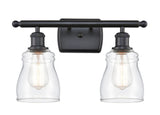 516-2W-BK-G392 2-Light 16" Matte Black Bath Vanity Light - Clear Ellery Glass - LED Bulb - Dimmensions: 16 x 6.5 x 9 - Glass Up or Down: Yes