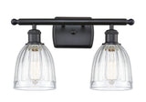 516-2W-BK-G442 2-Light 16" Matte Black Bath Vanity Light - Clear Brookfield Glass - LED Bulb - Dimmensions: 16 x 6.5 x 9 - Glass Up or Down: Yes