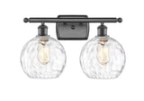 516-2W-OB-G1215-8 2-Light 18" Oil Rubbed Bronze Bath Vanity Light - Clear Athens Water Glass 8" Glass - LED Bulb - Dimmensions: 18 x 8 x 13 - Glass Up or Down: Yes