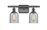 516-2W-OB-G257 2-Light 16" Oil Rubbed Bronze Bath Vanity Light - Charcoal Caledonia Glass - LED Bulb - Dimmensions: 16 x 6.5 x 12 - Glass Up or Down: Yes