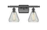516-2W-OB-G275 2-Light 16" Oil Rubbed Bronze Bath Vanity Light - Clear Crackle Conesus Glass - LED Bulb - Dimmensions: 16 x 7 x 12 - Glass Up or Down: Yes