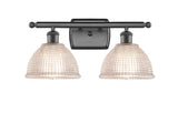516-2W-OB-G422 2-Light 16" Oil Rubbed Bronze Bath Vanity Light - Clear Arietta Glass - LED Bulb - Dimmensions: 16 x 9.5 x 10 - Glass Up or Down: Yes
