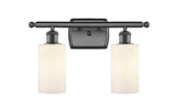 516-2W-OB-G801 2-Light 16" Oil Rubbed Bronze Bath Vanity Light - Matte White Clymer Glass - LED Bulb - Dimmensions: 16 x 6 x 12 - Glass Up or Down: Yes