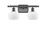 516-2W-OB-G91 2-Light 16" Oil Rubbed Bronze Bath Vanity Light - Matte White Fenton Glass - LED Bulb - Dimmensions: 16 x 8 x 10.5 - Glass Up or Down: Yes