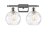 516-2W-PC-G1215-8 2-Light 18" Polished Chrome Bath Vanity Light - Clear Athens Water Glass 8" Glass - LED Bulb - Dimmensions: 18 x 8 x 13 - Glass Up or Down: Yes
