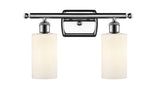 516-2W-PC-G801 2-Light 16" Polished Chrome Bath Vanity Light - Matte White Clymer Glass - LED Bulb - Dimmensions: 16 x 6 x 12 - Glass Up or Down: Yes