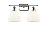 516-2W-PC-GBD-751 2-Light 18" Polished Chrome Bath Vanity Light - Matte White Ballston Dome Glass - LED Bulb - Dimmensions: 18 x 8.125 x 11.25 - Glass Up or Down: Yes