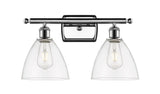 516-2W-PC-GBD-752 2-Light 18" Polished Chrome Bath Vanity Light - Clear Ballston Dome Glass - LED Bulb - Dimmensions: 18 x 8.125 x 11.25 - Glass Up or Down: Yes