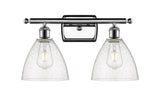 516-2W-PC-GBD-754 2-Light 18" Polished Chrome Bath Vanity Light - Seedy Ballston Dome Glass - LED Bulb - Dimmensions: 18 x 8.125 x 11.25 - Glass Up or Down: Yes