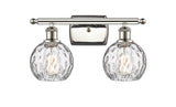 516-2W-PN-G1215-6 2-Light 16" Polished Nickel Bath Vanity Light - Clear Athens Water Glass 6" Glass - LED Bulb - Dimmensions: 16 x 8 x 11 - Glass Up or Down: Yes