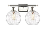 516-2W-PN-G1215-8 2-Light 18" Polished Nickel Bath Vanity Light - Clear Athens Water Glass 8" Glass - LED Bulb - Dimmensions: 18 x 8 x 13 - Glass Up or Down: Yes