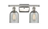 516-2W-PN-G257 2-Light 16" Polished Nickel Bath Vanity Light - Charcoal Caledonia Glass - LED Bulb - Dimmensions: 16 x 6.5 x 12 - Glass Up or Down: Yes
