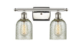 516-2W-PN-G259 2-Light 16" Polished Nickel Bath Vanity Light - Mica Caledonia Glass - LED Bulb - Dimmensions: 16 x 6.5 x 12 - Glass Up or Down: Yes