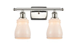 516-2W-PN-G391 2-Light 16" Polished Nickel Bath Vanity Light - White Ellery Glass - LED Bulb - Dimmensions: 16 x 6.5 x 9 - Glass Up or Down: Yes