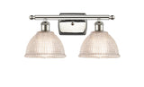 516-2W-PN-G422 2-Light 16" Polished Nickel Bath Vanity Light - Clear Arietta Glass - LED Bulb - Dimmensions: 16 x 9.5 x 10 - Glass Up or Down: Yes