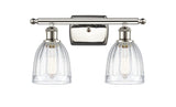 516-2W-PN-G442 2-Light 16" Polished Nickel Bath Vanity Light - Clear Brookfield Glass - LED Bulb - Dimmensions: 16 x 6.5 x 9 - Glass Up or Down: Yes