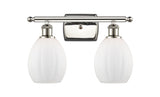 516-2W-PN-G81 2-Light 16" Polished Nickel Bath Vanity Light - Matte White Eaton Glass - LED Bulb - Dimmensions: 16 x 7 x 12 - Glass Up or Down: Yes