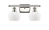 2-Light 16" Bath Vanity Light - Matte White Fenton Glass - Choice of Finish and Bulb