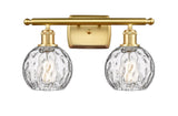 516-2W-SG-G1215-6 2-Light 16" Satin Gold Bath Vanity Light - Clear Athens Water Glass 6" Glass - LED Bulb - Dimmensions: 16 x 8 x 11 - Glass Up or Down: Yes
