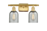 516-2W-SG-G257 2-Light 16" Satin Gold Bath Vanity Light - Charcoal Caledonia Glass - LED Bulb - Dimmensions: 16 x 6.5 x 12 - Glass Up or Down: Yes